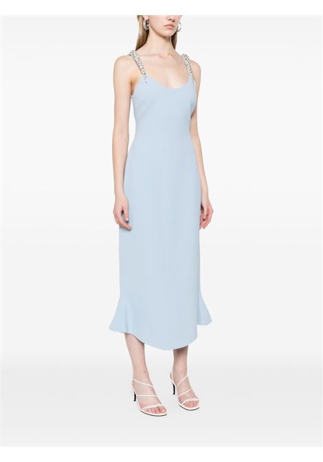 Light blue crystal-embroidered flounce dress David Koma - women DAVID KOMA | RE25DK41DBLSLVR